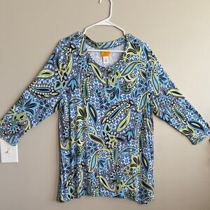 Ruby Rd. Blue and Green Patterned Blouse